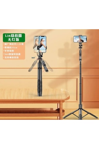 Profesyonel Tripod Ve Selfie Çubuğu L16 Bluetooth Uzaktan Kumandalı 153 Cm Cep Telefonu Yüksekliği Ayarlanabilir Masaüstü Portatif Taşınabilir İç Dış Mekan Evde Tatilde Kampda Kullanım Uygun