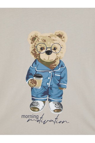 Lc Waikiki Lc Waıkıkı Bej Regular Fit Teddy Baskılı Erkek Pijama Takım