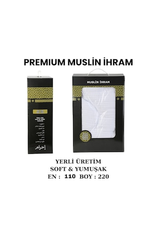 Premium Müslin Kumaş İhram Ve 5 Parça İhram Umre Hac Seti Beyaz