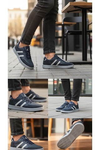 Fore Sport Erkek Günlük Yürüyüş Spor Ayakkabı Suni Deri, Hafif, Rahat, Darbe Emici Sneaker Lacivert Beyaz
