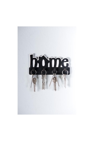 Cajuart Dekoratif Home Yazılı Ahşap Anahtarlık Hol Anahtar Askı