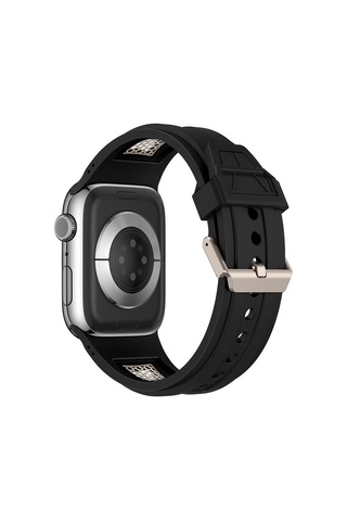 Apple Uyumlu  Watch Ultra 1 / 2 49mm Kordon Delikli Metal Süslemeli Desenli Silikon Band 117