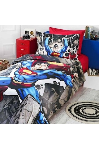 Özdilek Tek Kişilik Lisanslı Nevresim Takımı Superman Stone Mavi