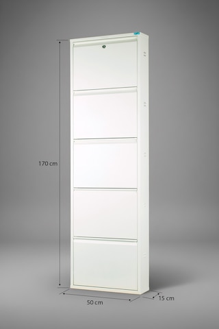 Metal Ayakkabılık 5'li Beyaz Kilitli Model Beyaz