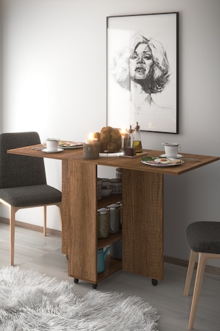 Dekorfim DF01110BR Pratik Portatif Katlanır Masa Mutfak ve Yemek Masası