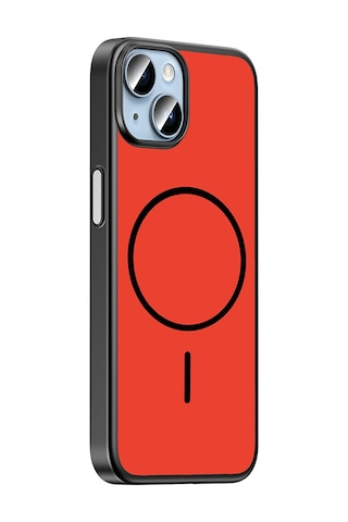 Apple iPhone Uyumlu 13 Kılıf M-safe Şarj Özellikli Zore Lora Pc Kapak - Kırmızı-gri