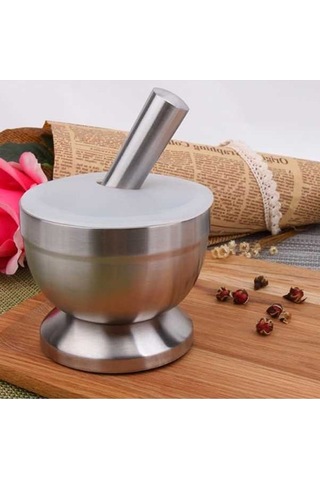 Primepickings Mutfak Paslanmaz Çelik Sarımsaklı Gıda Havanda, Küçük Boyut, Kapaklı Diğer