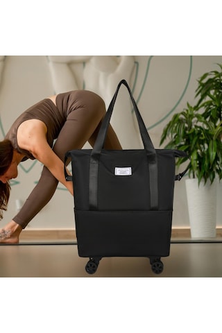 Homyl Katlanabilir Seyahat Çantası Tekerlekli Genişletilebilir El Siyah Tekli Genişlet