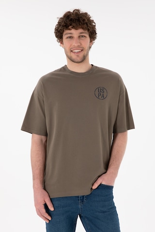 U.S. Polo Assn. Erkek Oversize Fit Bisiklet Yaka Vizon Tişört 50305904-VR052