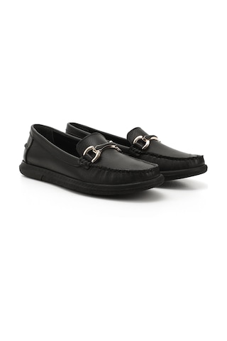 Gönderi(R) Gönderi R Siyah Tokalı Rok Hakiki Deri Comfort Loafer Siyah