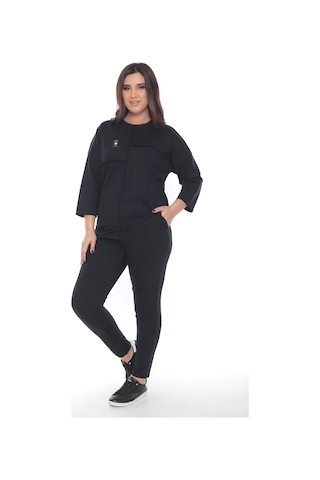 Lady Majestic Cotton 1. Kalite Büyük Beden Özel Tasarım Eşofman Takımı Lacivert