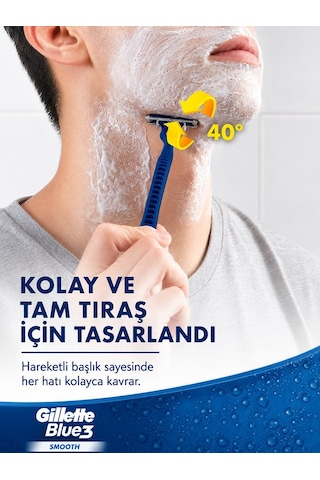 Gillette Blue3 Smooth Kullan At Tıraş Bıçağı 6 Adet, 3 Bıçaklı Erkek Tıraş Bıçağı
