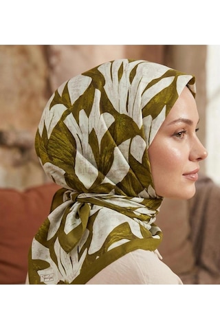 Mira Desen 94x94cm Viskon Modal Eşarp Haki