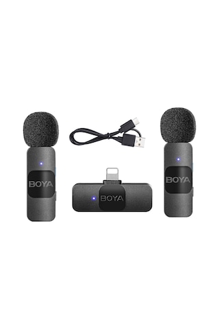 Springsun Mikrofon Boya By-v2 Tek Tetikli İki 2.4g Kablosuz Mikrofon Sistemi Klipsli Telefon Mikrofonu
