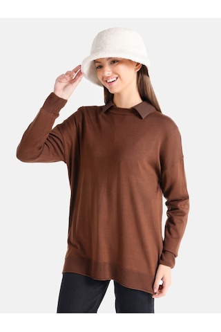 Colin's Colins Regular Fit Bisiklet Yaka Kahverengi Kadın Kazak Cl1065800 Kahverengi