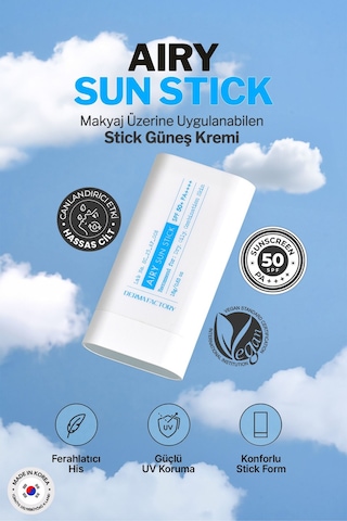 Derma Factory Yağlı ve Karma Ciltler İçin Mat Stick Güneş Koruyucu Derma Factory Airy Sun Stick SPF 50+ PA++++