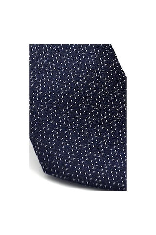 Gaffy Beyaz Kırcıl Desenli Lacivert Dokuma Kumaş Mendilli Slim Fit Kravat // Sdk-2504-2 Lacivert
