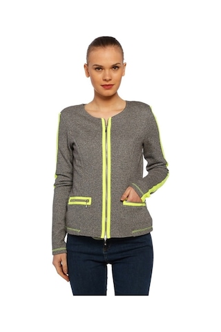 Bulalgiy Kadın Gri Neon Sweat Ceket - Bga343906