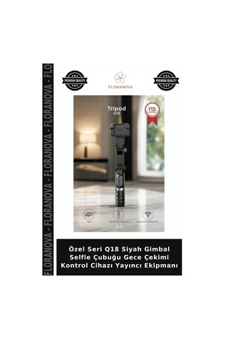 Özel Seri Q18 Siyah Gimbal Selfie Çubuğu Gece Çekimi Kontrol Cihazı Yayıncı Ekipmanı