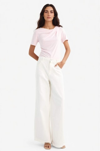 Defacto Slim Fit Dar Kesim Kayık Yaka Kısa Kollu Tişört F8008ax25aupn648 Pembe