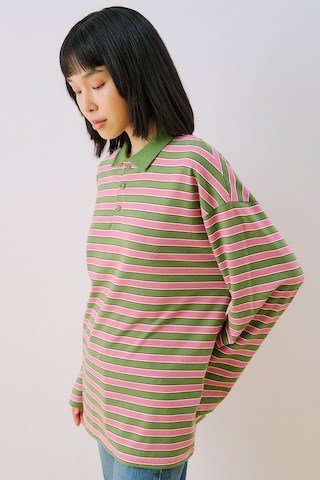 Manuka Çizgili Polo Yakalı Sweatshırt Pembe Ss26swt00002-78