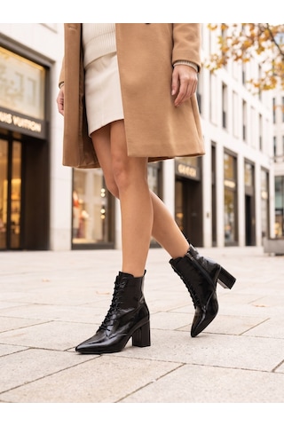 Nesilshoes Nesil Shoes Pres 1037 Siyah Krşk Rugan Topuklu Kadın Bot