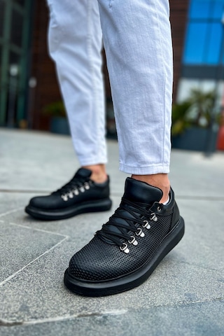 Siyah Renk Bağcıklı Poli Taban Favo Erkek Ayakkabı Sneaker Tb021 Siyah