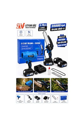 Lieber German 2li Set 6 Kademeli 10000 Rpm Jet Üfleme + 15 Cm Dal Budama Kesme Makinası