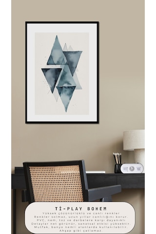 Bohem Tablo Üçüncü Göz, Manevi, Pastel Renkler, Vintage Bohem Duvar Sanatı Çerçevesiz Tablo