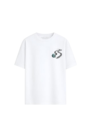 Black Nova Oversize Baskılı Unisex %100 Pamuk T-shirt Lucky Gambler Beyaz