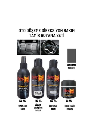Derby Siyah Oto Döşeme Boya Seti ve Deri Çatlak Macun Derby Siyah Oto Döşeme Boya Seti ve Deri Çatlak Macun