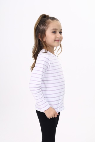 Toontoy Unisex Çocuk Çizgili Tişört Açık Lila