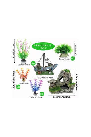 Symbee 18 Parça Renkli Akvaryum Dekorasyon Bitkileri - Sahte Plastik Su Bitkileri, Farklı Boyutlar, Temizliği Kolay, Su Kalitesini Etkilemez