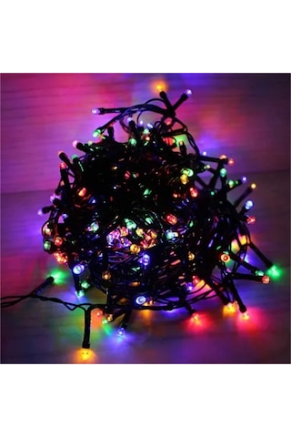 10m 100 Led Damla Uçlu Rgb Işık Siyah Kablo Çok Renkli