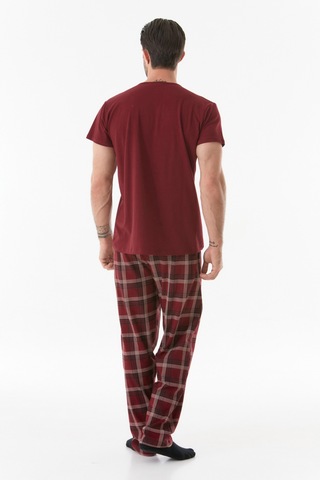 Fullamoda Ekose Desenli Düğmeli Pijama Takımı 24mıcg631212245-bordo 24MICG631212245-Bordo