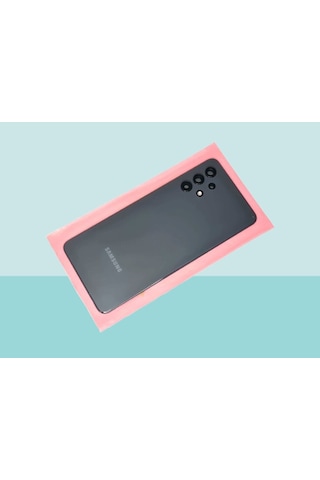 Tkgz Samsung Uyumlu Galaxy A32 A325 Arka Kapak Batarya Kapağı Cam Full Lensli - Siyah Çok Renkli