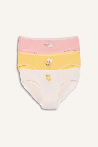 Defacto Hayvan Desenli Penye 3lü Slip Külot Kız Çocuk H5943a826smwt34 Beyaz-wt34