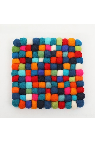 Ranyeek Yün İple Dokunmuş Renkli Yoga Yastığı Ve Fincan Altlığı - Yumuşak Dolgulu, Dayanıklı 20cm Çapında Yün Blok Mat Diğer