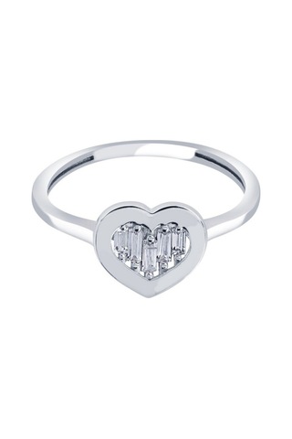 Diamond Line - Gülaylar - Beyaz Altın 8 Ayar Kalp Yüzük (529886406)