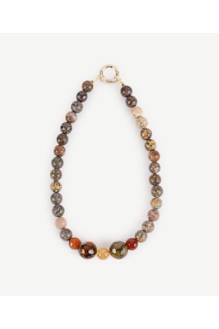 Yargıcı Yuvarlak Formlu Doğal Taş Kolye 25kkbj8158x 005 Renkli