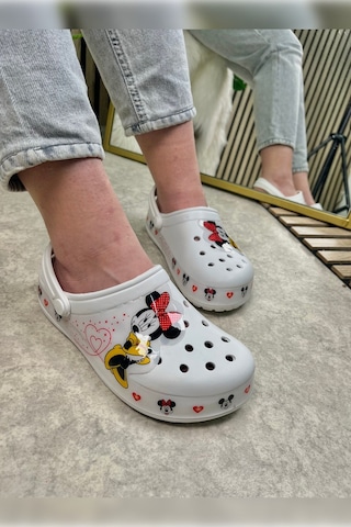 Günlük Anne Kız Terlik Sabo Hemşire Doktor Aşçı Sandalet Desenli Taban Crocs Crf-8246 Minniemouse