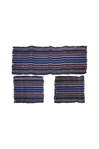 3 Lü Set Oto Koltuk Serme Kilim Minderi Siyah Beyaz