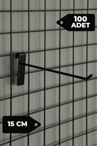 15 Cm 100 Adet Siyah Tel Pano Kancası Raf Askısı Siyah