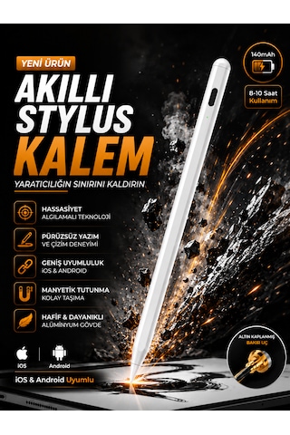 140mah İpad Tablet Akıllı Stylus Kalem Apple iOS Android Uyumlu Altın Kaplanmış Bakır Uç Hassas