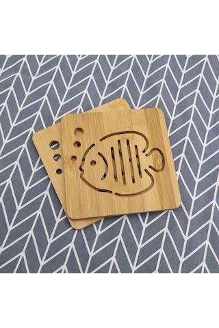 Nishev 2'li Bambu Lüx Balık Desenli Kare Nihale 2 Adet