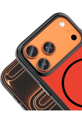 iPhone Uyumlu 17 Pro Kılıf M-safe Şarj Özellikli Ata Lora Pc Kapak - Kırmızı-gri Çok Renkli
