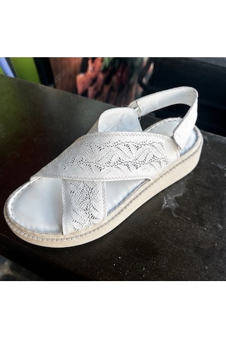 N Napa Shoe Np.2427.beyaz Deri Sandalet