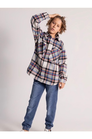 Erkek Çocuk Pamuklu Ekose Oduncu Gömlek Rahat Kalıp Çok Renkli