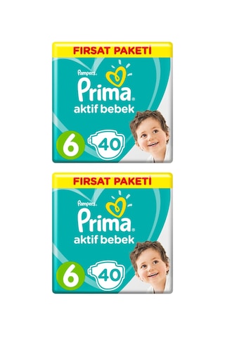Prima Pampers Aktif Bebek Fırsat Paketi Bebek Bezi 13-18 KG 6 Beden 2 x 40 Adet 2'li