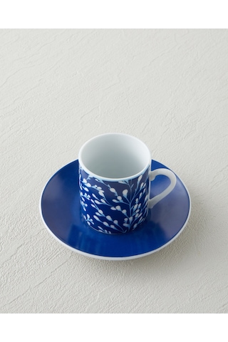 English Home Fawn Porselen 4 Parça 2 Kişilik Kahve Fincan Takımı 80 Ml Koyu Mavi Mavi